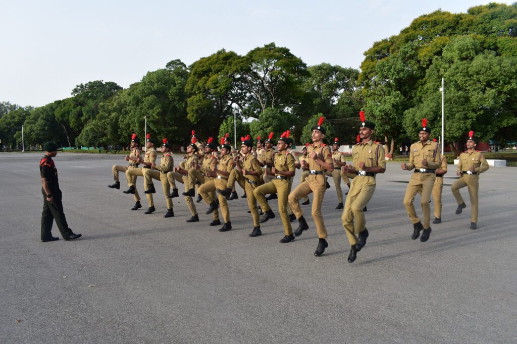 Indian Defence cadets in training ground representing life in Defence